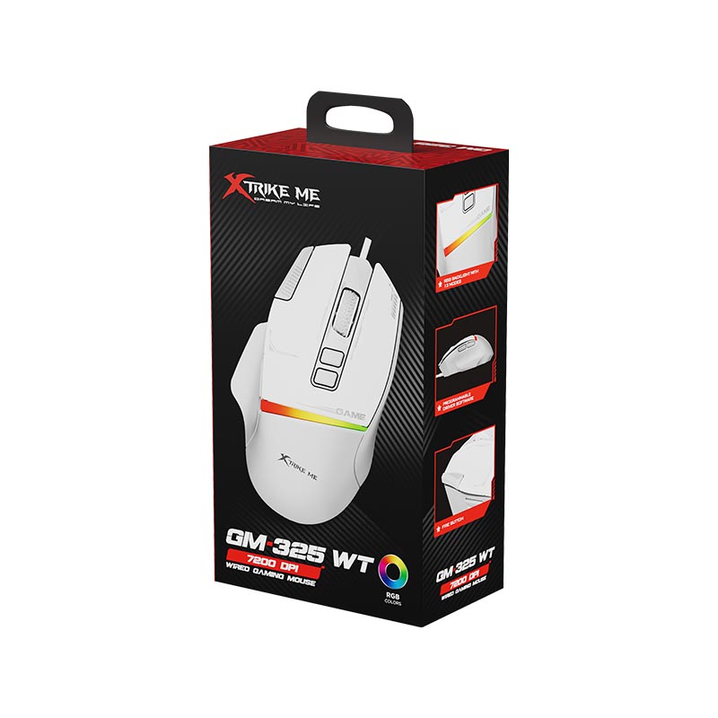 Миша XTRIKE ME RGB wired mouse GM-325 |800-1200-2400-3200-4800-7200 DPI| white (GM-325 WT) Білий на малюнкі №10