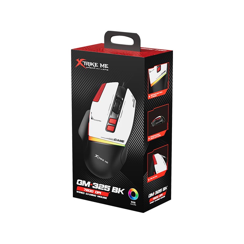 Миша XTRIKE ME RGB wired mouse GM-325 |800-1200-2400-3200-4800-7200 DPI| white (GM-325 WT) Білий на малюнкі №3