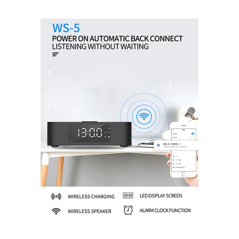 Акустика YISON with Qi Charger WS-5 |3W*2| black Черный на картинке №5