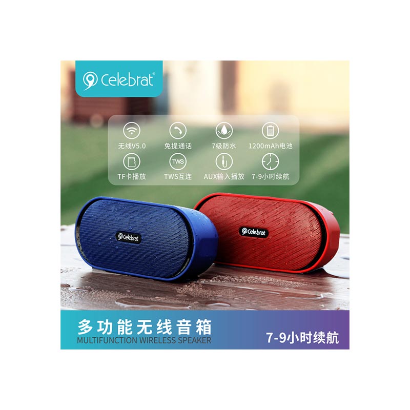 Акустика CELEBRAT TWS SP-2 |IPX7, AUX/TF/BT5.0, 5W| blue Синий на картинке №7
