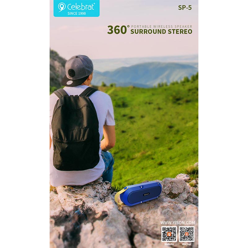 Акустика CELEBRAT Outdoor SP-5 |BT5.0, TWS, IPX7| red Красный на картинке №6