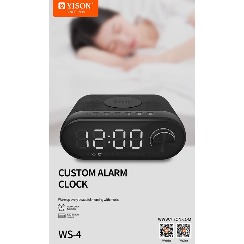 Акустика YISON with Qi Charger LED LOCK WS-4 black Черный на картинке №5