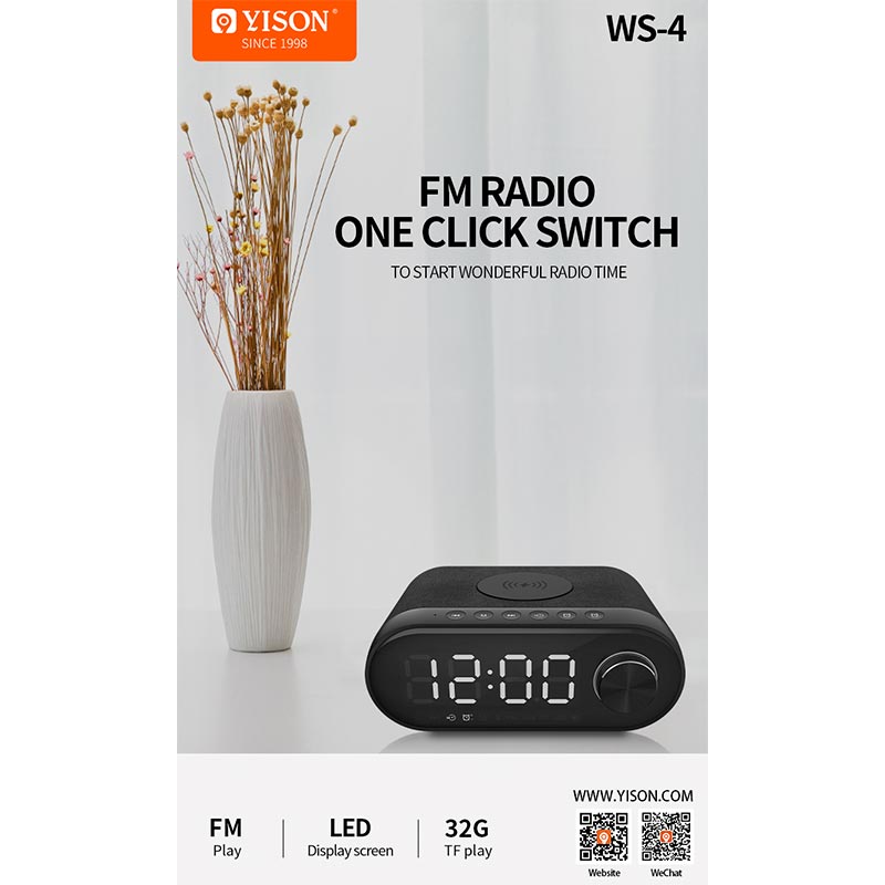Акустика YISON with Qi Charger LED LOCK WS-4 black Черный на картинке №7