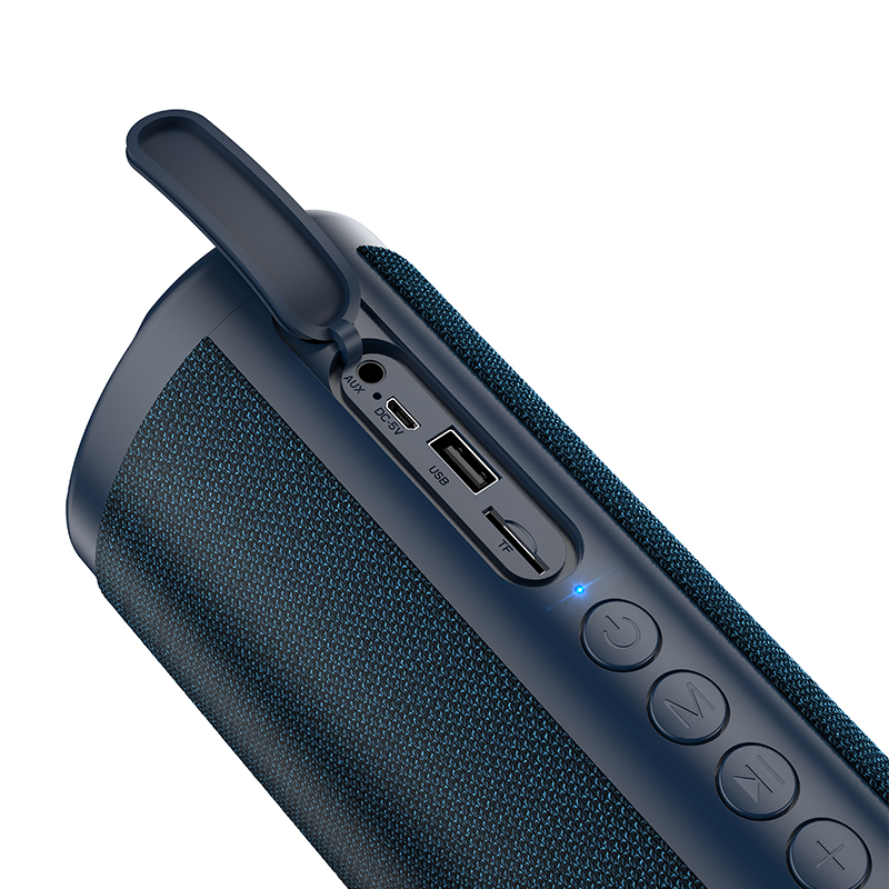 Акустика HOCO Bella sports True Wireless speaker IPX5 HC4 |BT, TWS, AUX, FM, TF, USB| blue Синий на картинке №4