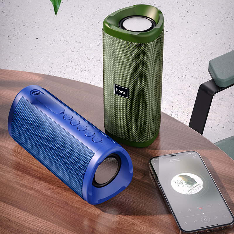 Акустика HOCO Bella sports True Wireless speaker IPX5 HC4 |BT, TWS, AUX, FM, TF, USB| blue Синий на картинке №5