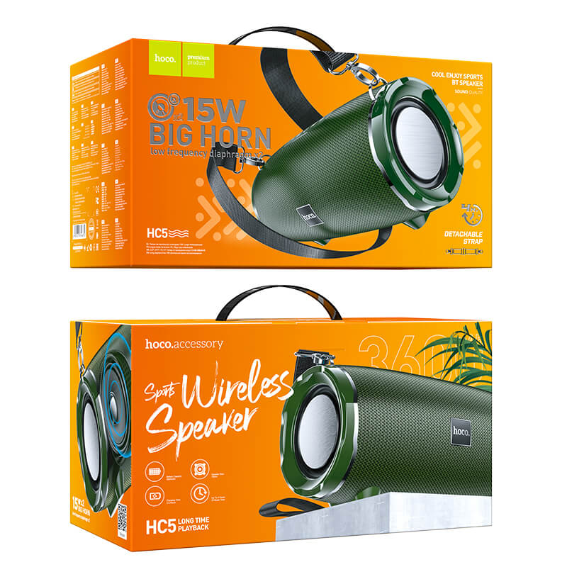 Акустика HOCO Cool Enjoy sports BT speaker HC5 |2x15W, 3.5Hours, BT5.0, AUX, FM, TF, USB, 3600mAh| blue (6931474746665) Синий на картинке №11