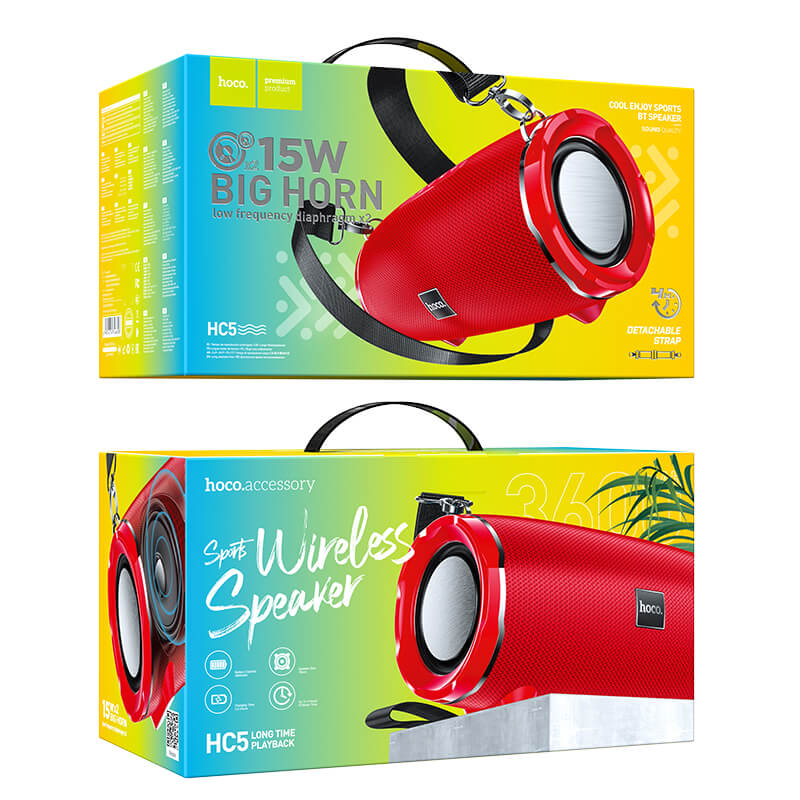 Акустика HOCO Cool Enjoy sports BT speaker HC5 |2x15W, 3.5Hours, BT5.0, AUX, FM, TF, USB, 3600mAh| blue (6931474746665) Синий на картинке №13