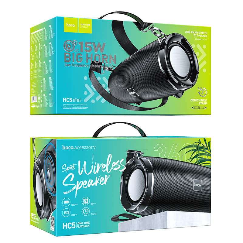 Акустика HOCO Cool Enjoy sports BT speaker HC5 |2x15W, 3.5Hours, BT5.0, AUX, FM, TF, USB, 3600mAh| blue (6931474746665) Синий на картинке №3
