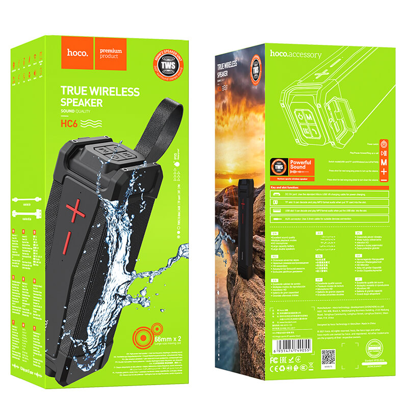 Акустика HOCO Magic sports BT speaker IPX5 HC6 |TWS, BT, AUX, FM, TF, USB| black (6931474749055) Черный на картинке №9
