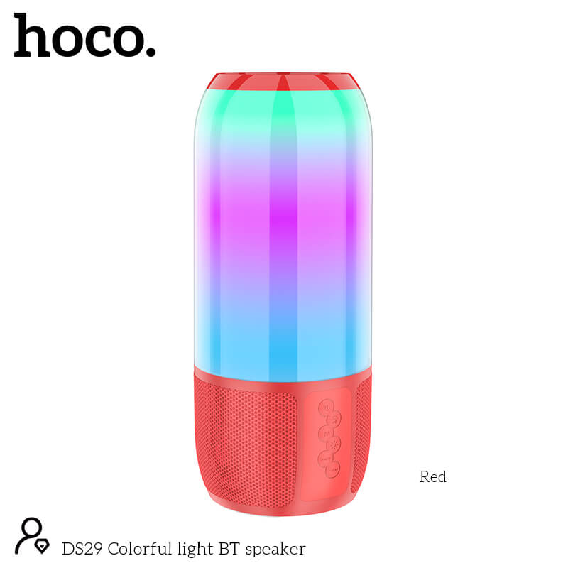 Акустика Hoco Colorful light BT speaker DS29 |BT5.0, AUX, FM, TF, USB| red Красный на картинке №1
