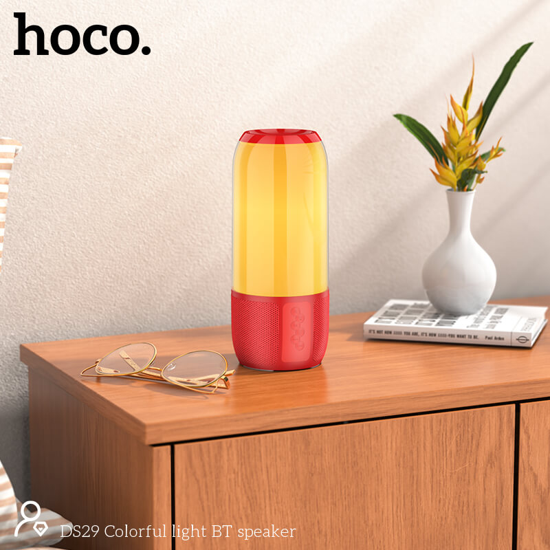 Акустика Hoco Colorful light BT speaker DS29 |BT5.0, AUX, FM, TF, USB| red Красный на картинке №2