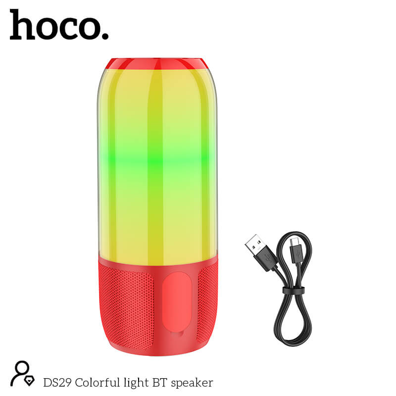 Акустика Hoco Colorful light BT speaker DS29 |BT5.0, AUX, FM, TF, USB| red Красный на картинке №3