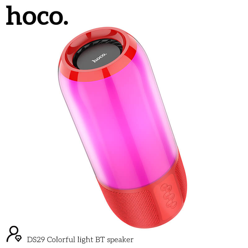Акустика Hoco Colorful light BT speaker DS29 |BT5.0, AUX, FM, TF, USB| red Красный на картинке №4