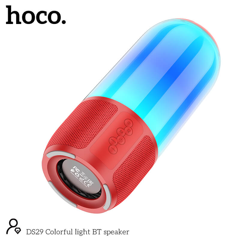 Акустика Hoco Colorful light BT speaker DS29 |BT5.0, AUX, FM, TF, USB| red Красный на картинке №5