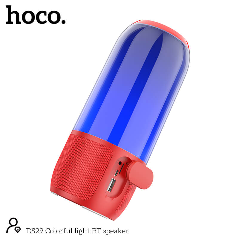 Акустика Hoco Colorful light BT speaker DS29 |BT5.0, AUX, FM, TF, USB| red Красный на картинке №6