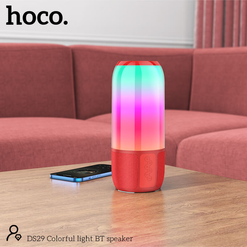 Акустика Hoco Colorful light BT speaker DS29 |BT5.0, AUX, FM, TF, USB| red Красный на картинке №7