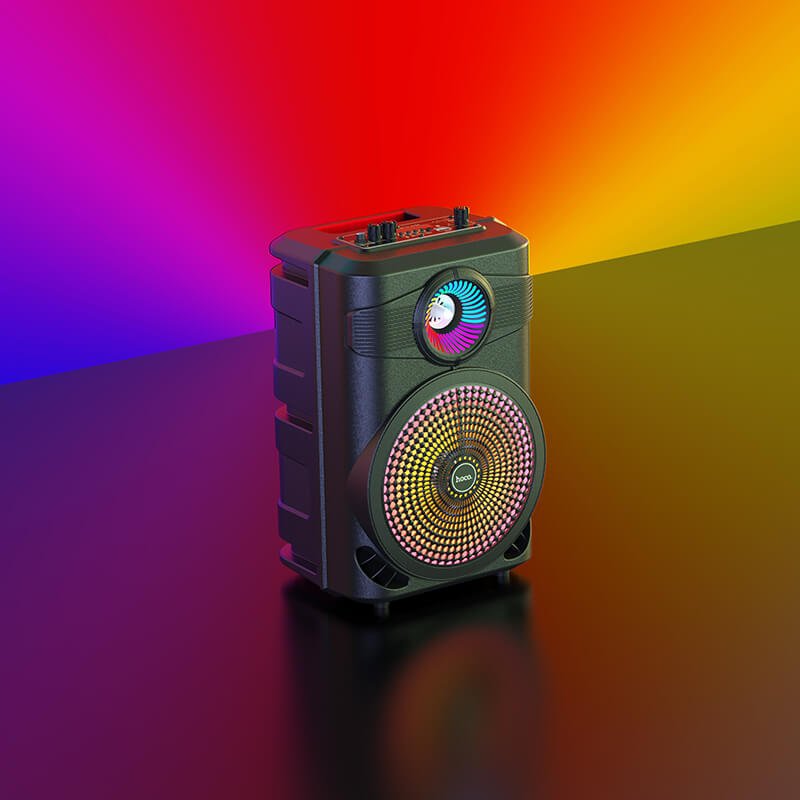 Акустика-караоке HOCO Mature outdoor BT speaker BS46 |10W, BT5.0, TWS, AUX, TF, USB, FM, 3Hours| black (6931474754080) Черный на картинке №5
