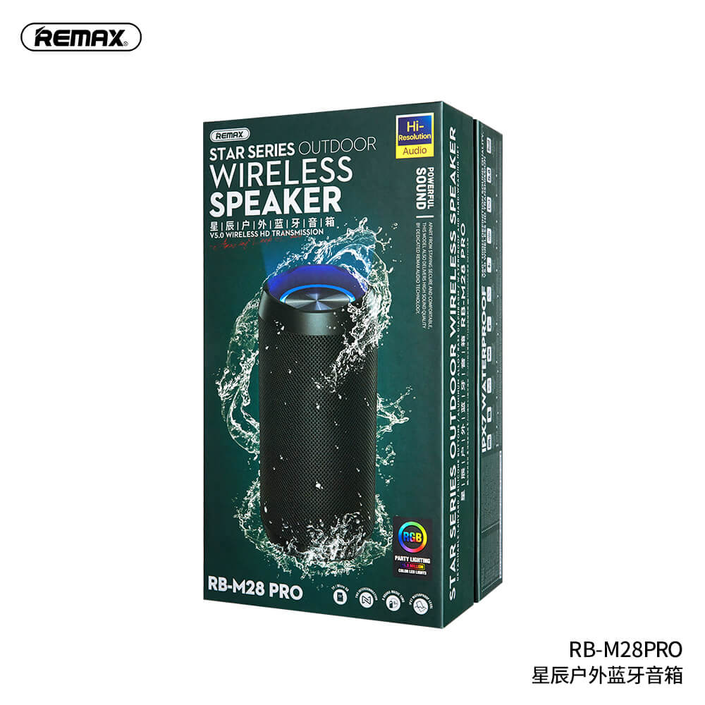 Акустика REMAX Star Series RGB Outdoor Wireless Speaker RB-M28 PRO IPX7 |BT5.0,8Wx2, TWS, AUX/TF, DSP, 8h| black Черный на картинке №6