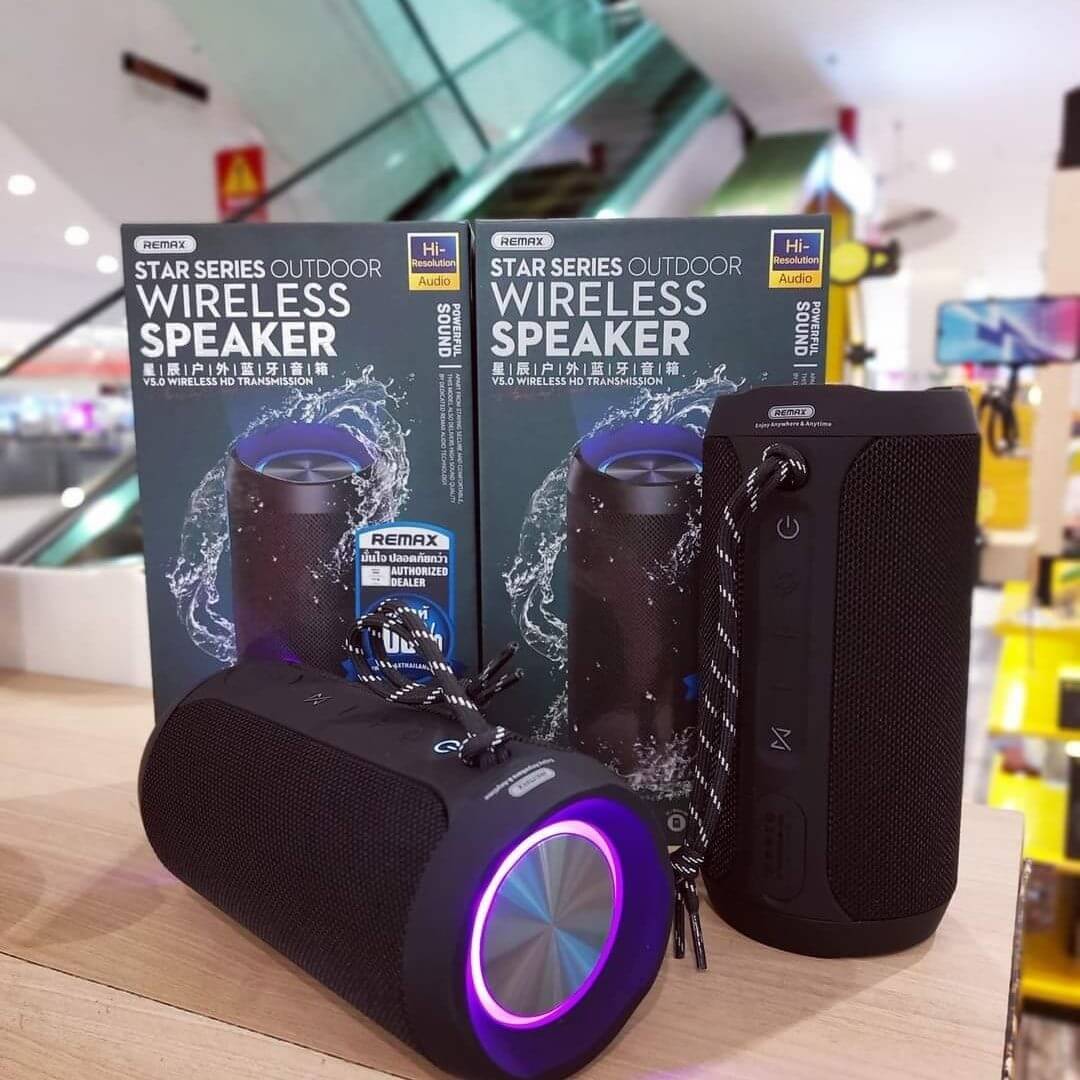 Акустика REMAX Star Series RGB Outdoor Wireless Speaker RB-M28 PRO IPX7 |BT5.0,8Wx2, TWS, AUX/TF, DSP, 8h| green Зелёный на картинке №4