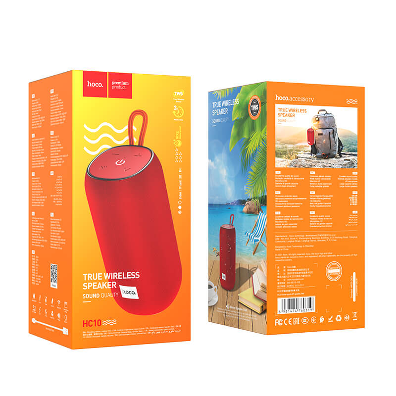 Акустика HOCO Sonar sports BT speaker HC10 IPX5 |BT5.0, TWS, AUX, FM, TF, USB, 3Hours, 5W| red (6931474760319) Красный на картинке №13