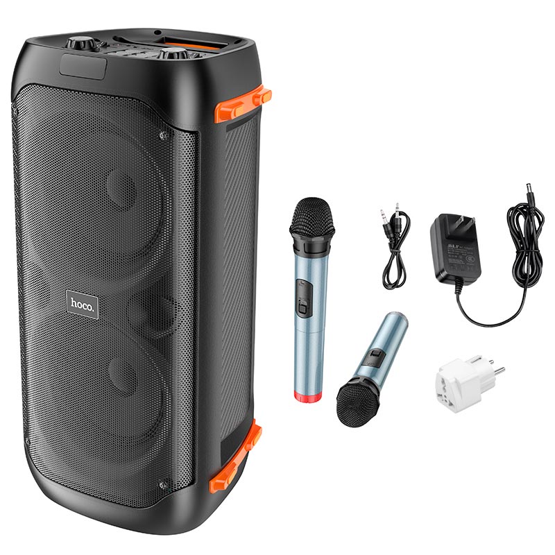 Акустика-караоке HOCO Manhattan wireless dual mic outdoor BT speaker BS53 |BT5.1, 2Mic, 4H| black (6931474781116) Черный на картинке №8