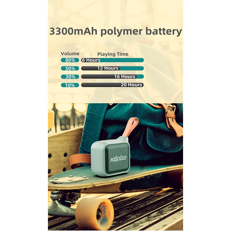 Акустика xdobo IPX7 |BT5.0, AUX/TF, 12W, TWS, 6-20h Max| black (Prince 1995II) Черный на картинке №15
