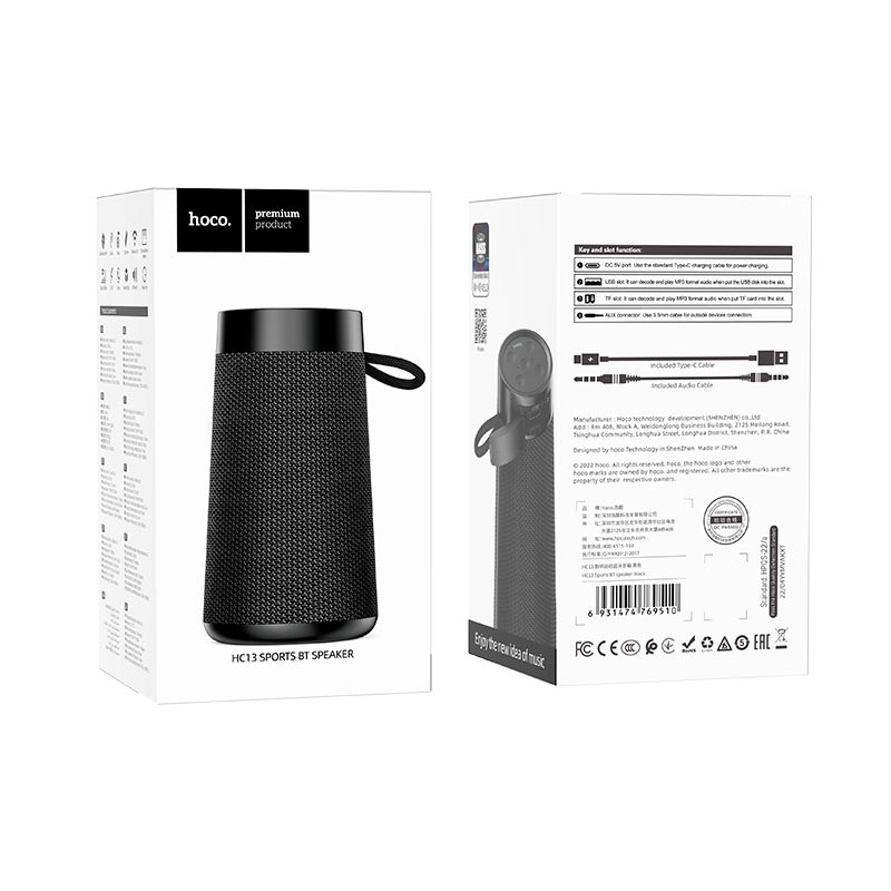 Акустика HOCO Sports BT speaker HC13 |BT5.0, USB/TF/AUX| black (6931474769510) Черный на картинке №4
