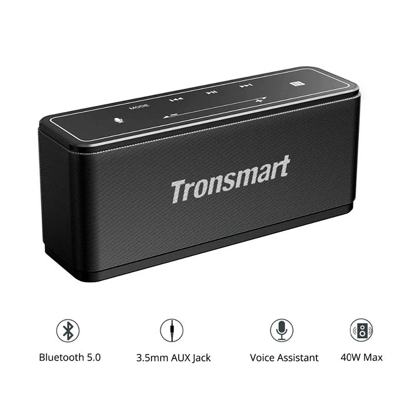 Акустика Tronsmart |BT5.0, AUX, 40W, TWS, NFC, DSP, 15h Max| black (Mega) Чорний на малюнкі №12