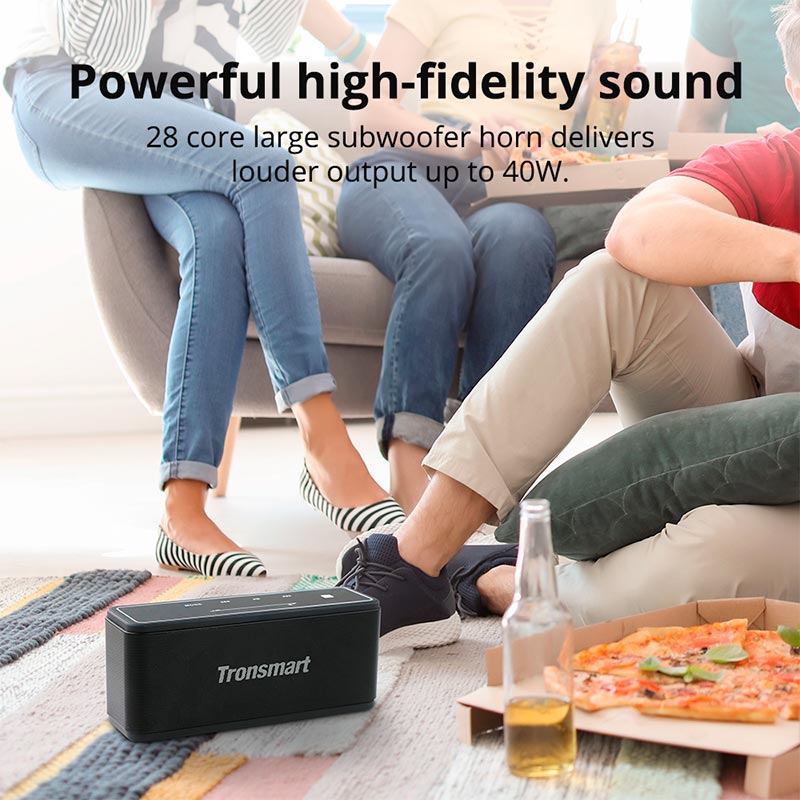 Акустика Tronsmart |BT5.0, AUX, 40W, TWS, NFC, DSP, 15h Max| black (Mega) Чорний на малюнкі №4