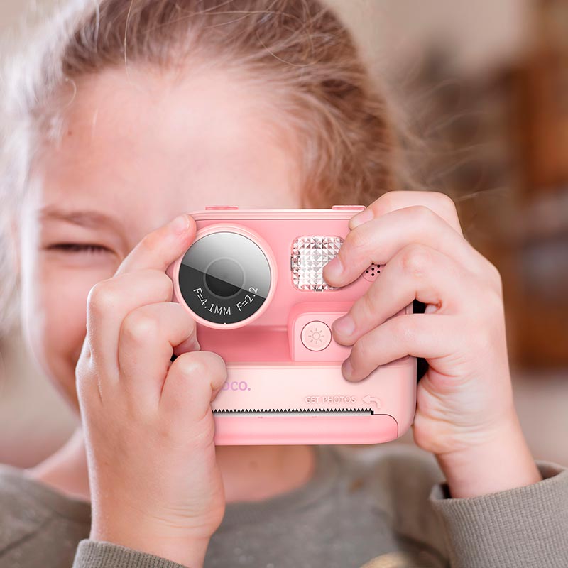 Детская цифровая фото-видео камера HOCO Dual lens children printing camera DV200 |2 ips screen| pink (6942007628419) Розовый на картинке №5
