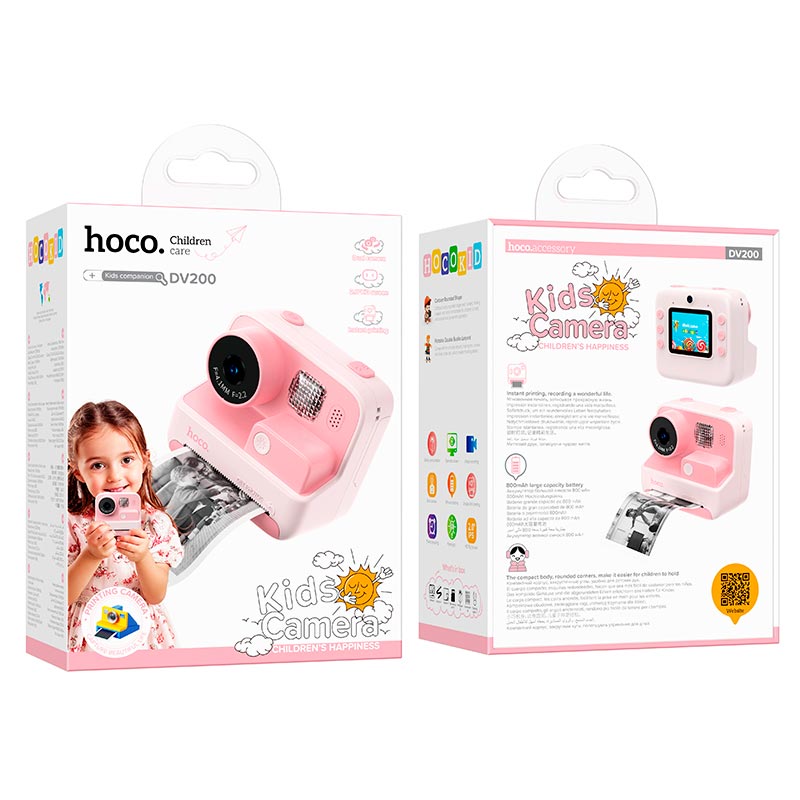 Детская цифровая фото-видео камера HOCO Dual lens children printing camera DV200 |2 ips screen| yellow (6942007628402) Желтый на картинке №2