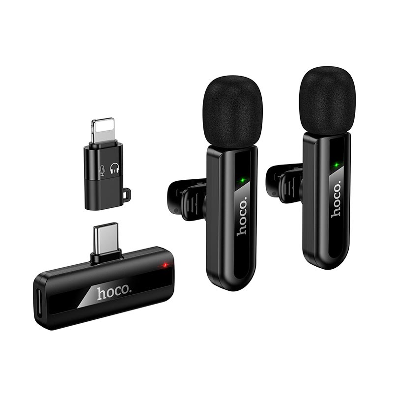 Микрофон HOCO Type-C/Lightning Fair wireless microphone L20A |2.4G, 5-15m, 3-4h| black (6942007655507) Черный на картинке №1