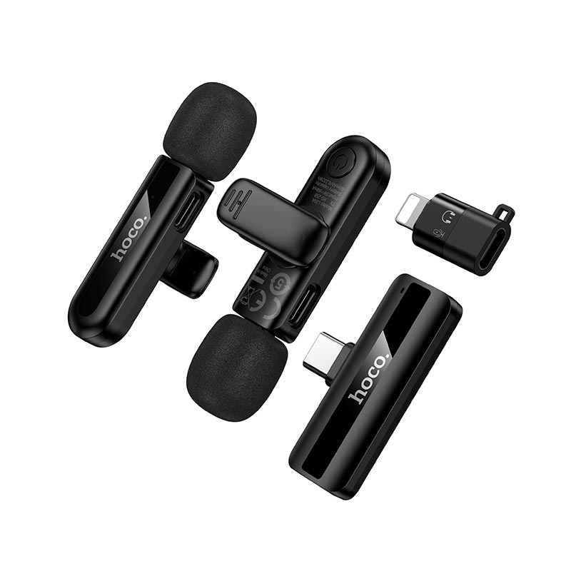 Микрофон HOCO Type-C/Lightning Fair wireless microphone L20A |2.4G, 5-15m, 3-4h| black (6942007655507) Черный на картинке №6