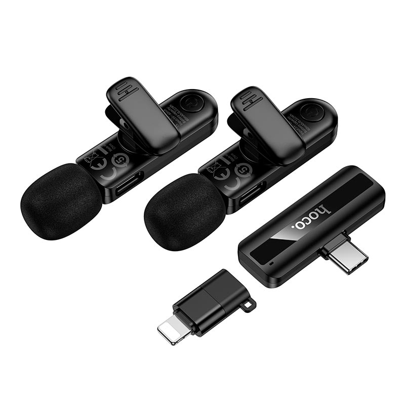 Микрофон HOCO Type-C/Lightning Fair wireless microphone L20A |2.4G, 5-15m, 3-4h| black (6942007655507) Черный на картинке №8