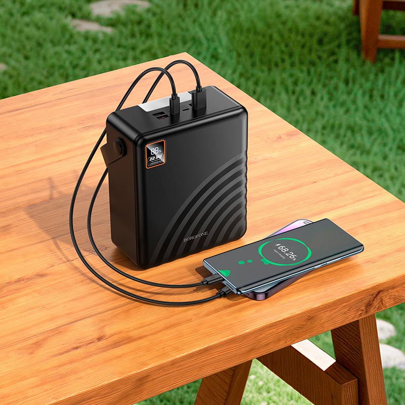 УМБ BOROFONE Myriad PD+light power bank BJ85 100000mAh |4USB/2Type-C/Lightning, 22.5W/3A, PD/QC| black (6941991125560) Черный на картинке №2