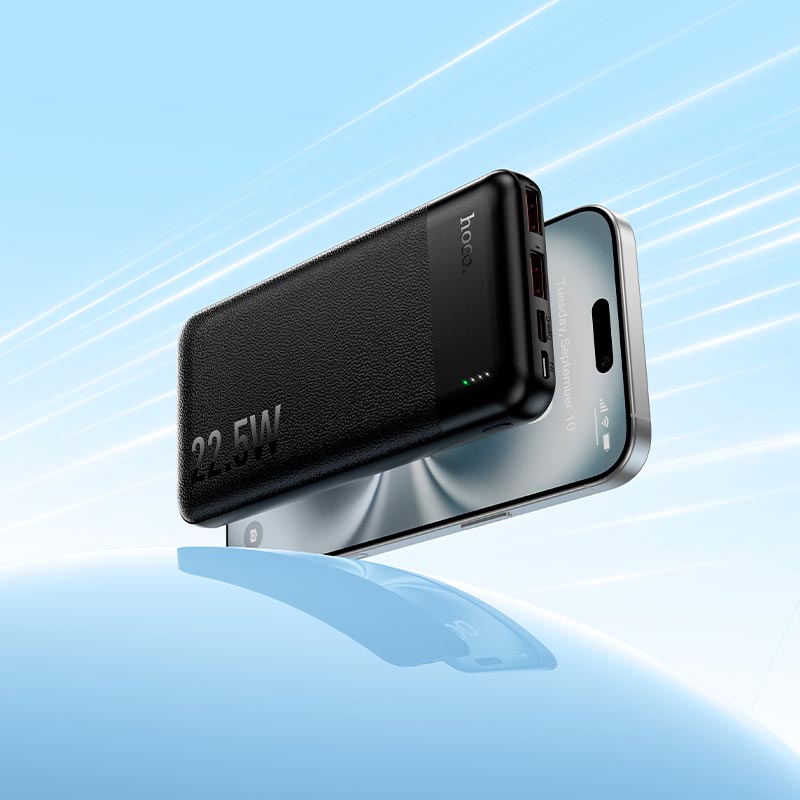УМБ HOCO Essence PD fully compatible power bank J159 10000mAh |2USB/1Type-C, 22.5W/3A, PD/QC| black (6942007673570) Черный на картинке №8