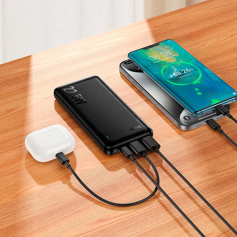 УМБ HOCO Essence PD fully compatible power bank J159 10000mAh |2USB/1Type-C, 22.5W/3A, PD/QC| black (6942007673570) Черный на картинке №9
