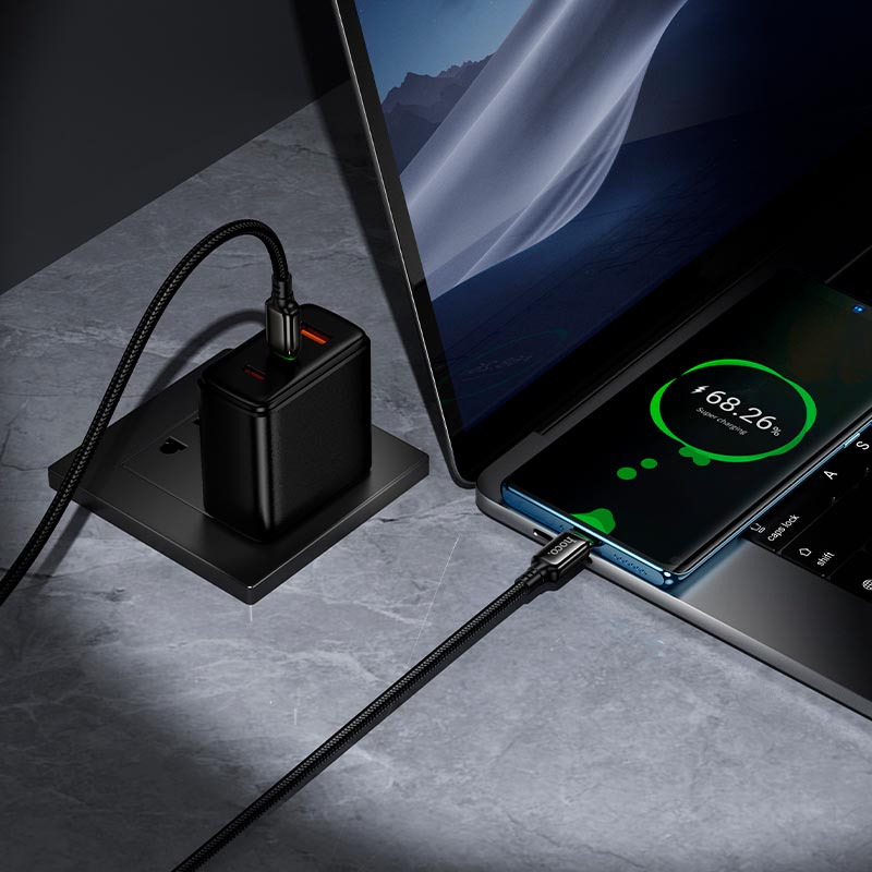 Кабель HOCO C to C Exceed charging data cable X127 |1m, 60W| black (6942007675611) Черный на картинке №2