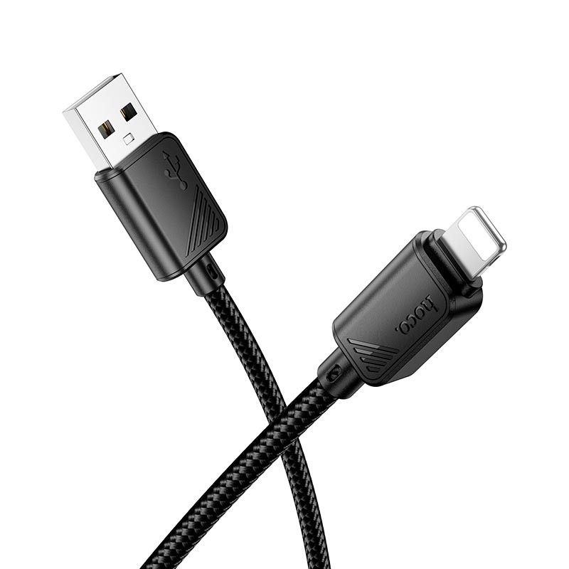 Кабель HOCO Lightning Beneficio charging data cable X113 |1m, 2.4A| black (6942007646116) Черный на картинке №1