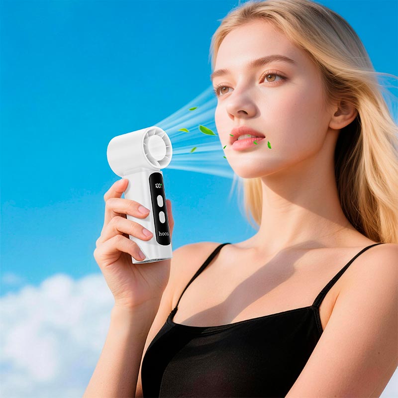 Вентилятор Hoco high speed handheld fan HX601 |100 Levels, 5h| white (6942007678490) Белый на картинке №6