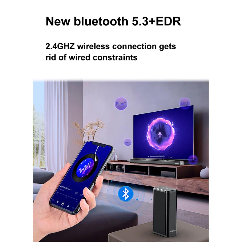 Акустика Xdobo (Soundbar support Dolby atmos) |BT5.3+EDR, 500W Peak, HDMI/Optical Fibre/ USB/ AUX/Coaxial| black (Pacific 1982) Черный на картинке №7