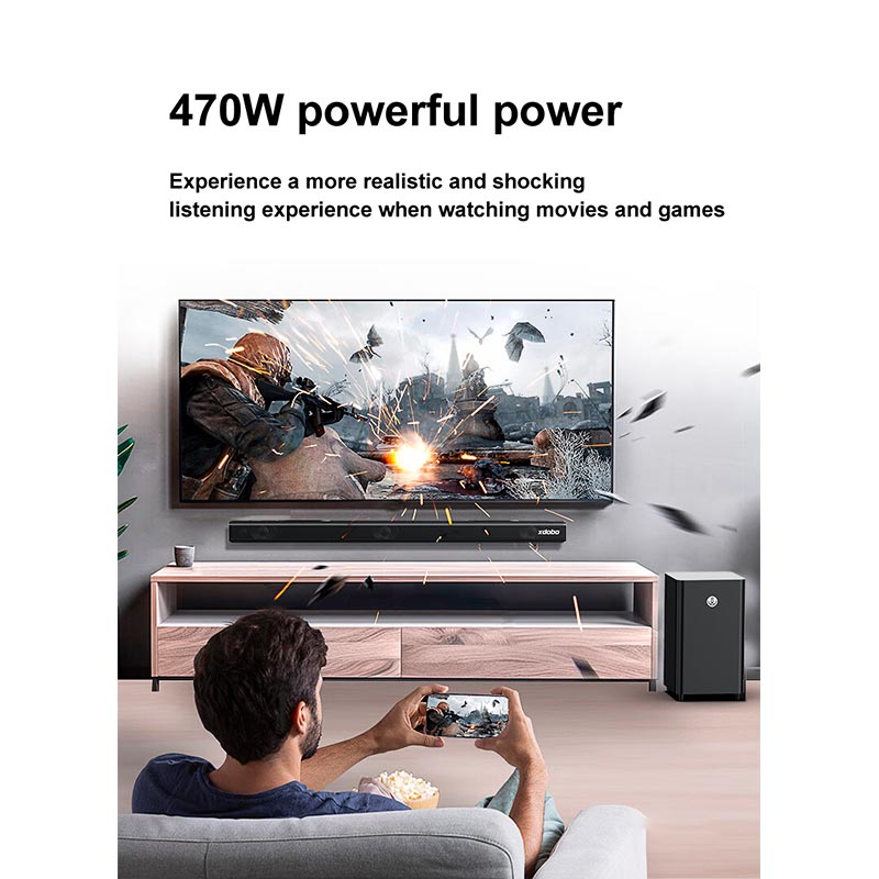Акустика Xdobo (Soundbar support Dolby atmos) |BT5.3+EDR, 500W Peak, HDMI/Optical Fibre/ USB/ AUX/Coaxial| black (Pacific 1982) Черный на картинке №9