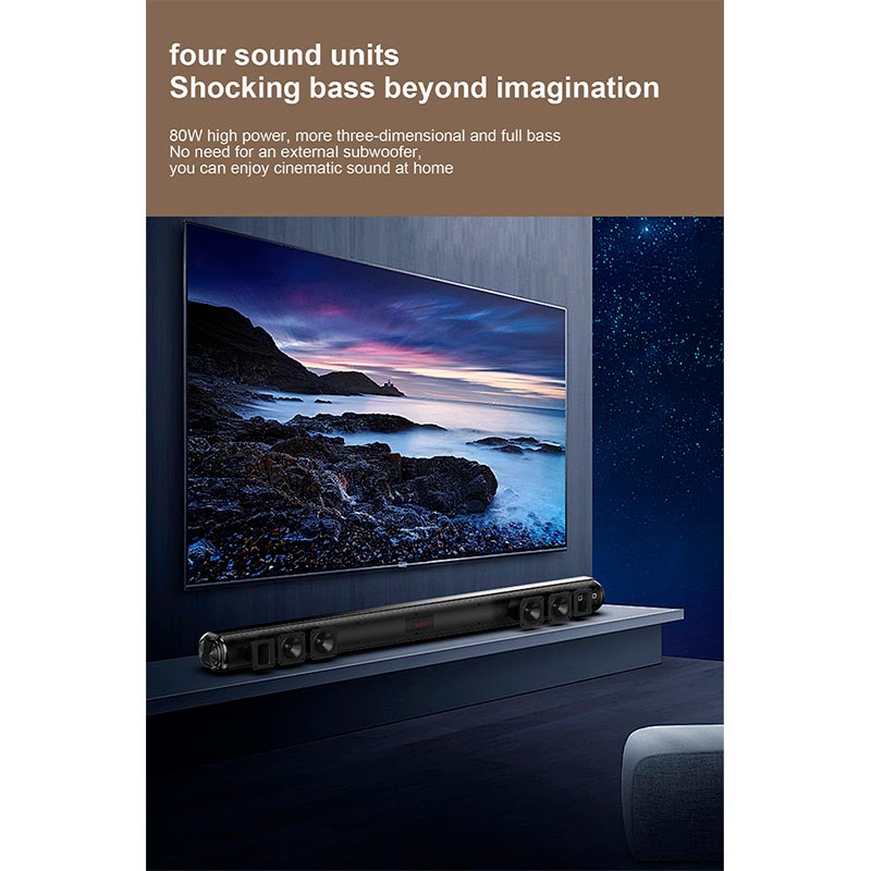 Акустика Xdobo Soundbar 1978II |BT5.3+EDR, 80W, HDMI/Optical/ USB/ AUX/Coaxial| black (Home 1978 ii(Soundbar)) Черный на картинке №11