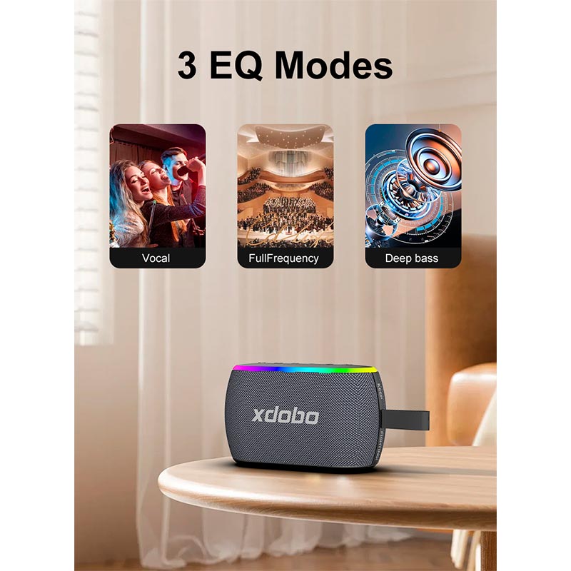 Акустика Xdobo IPX6 |BT5.3, 30W, USB/AUX/TF, 13h| black (X8 Mini II) Черный на картинке №12
