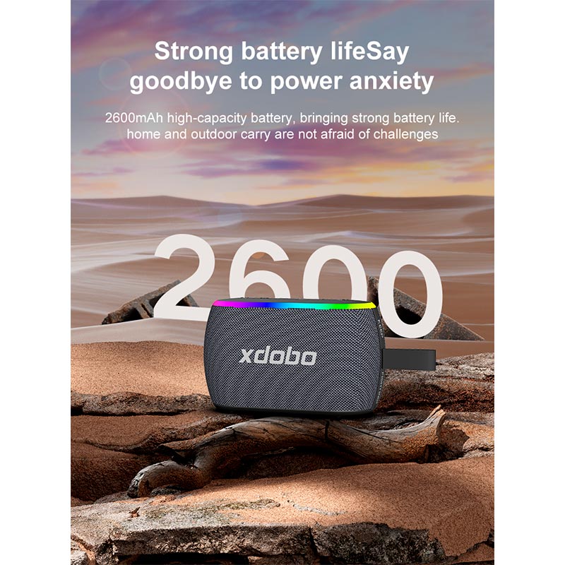 Акустика Xdobo IPX6 |BT5.3, 30W, USB/AUX/TF, 13h| black (X8 Mini II) Черный на картинке №15