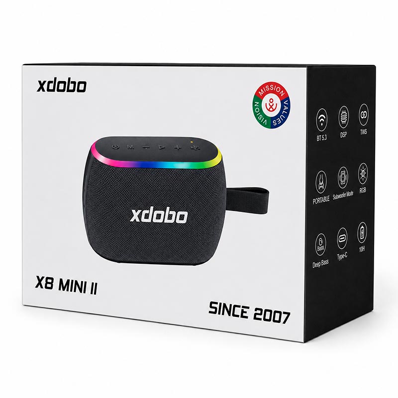 Акустика Xdobo IPX6 |BT5.3, 30W, USB/AUX/TF, 13h| black (X8 Mini II) Черный на картинке №3