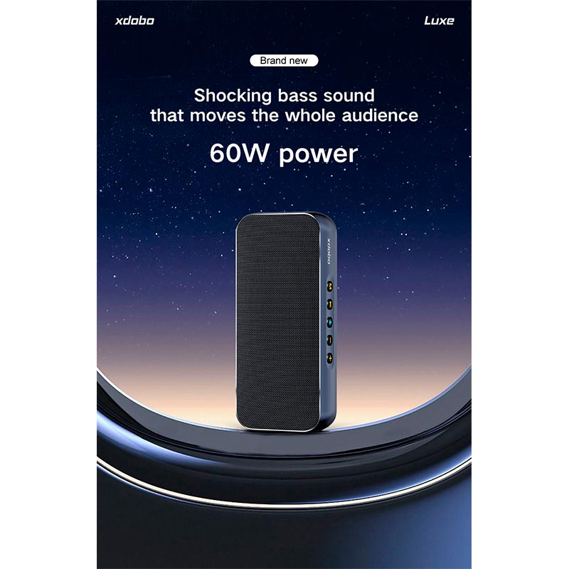 Акустика Xdobo IPX5 |BT5.3, 60W, AUX/TF, 8h| black (Luxe) Черный на картинке №10