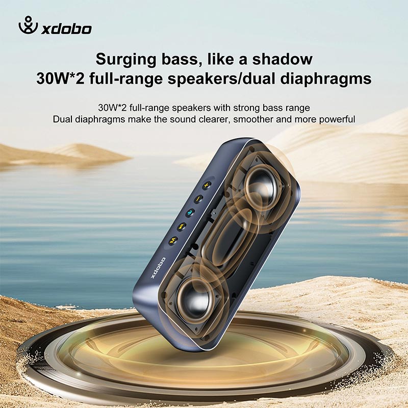Акустика Xdobo IPX5 |BT5.3, 60W, AUX/TF, 8h| black (Luxe) Черный на картинке №14