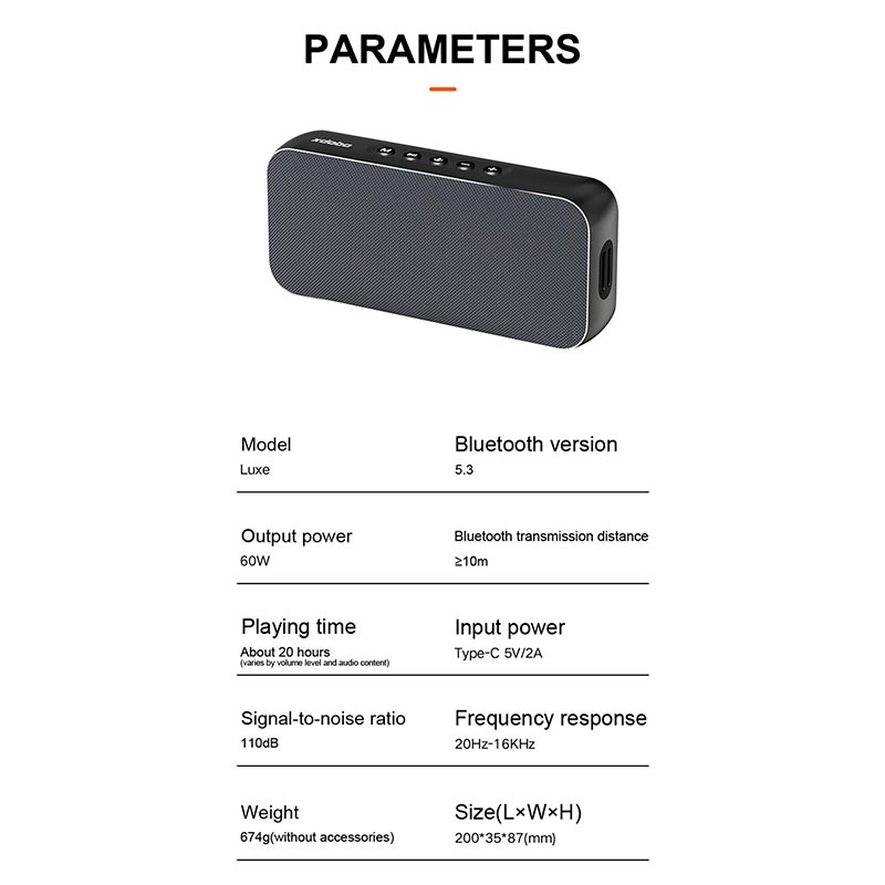 Акустика Xdobo IPX5 |BT5.3, 60W, AUX/TF, 8h| black (Luxe) Черный на картинке №19