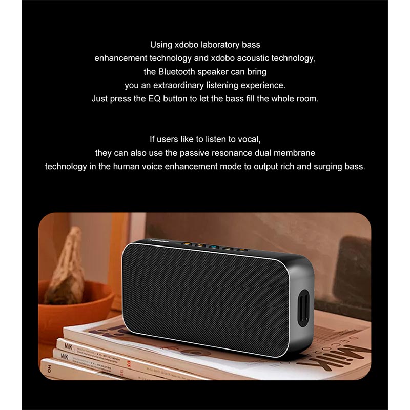 Акустика Xdobo IPX5 |BT5.3, 60W, AUX/TF, 8h| black (Luxe) Черный на картинке №9